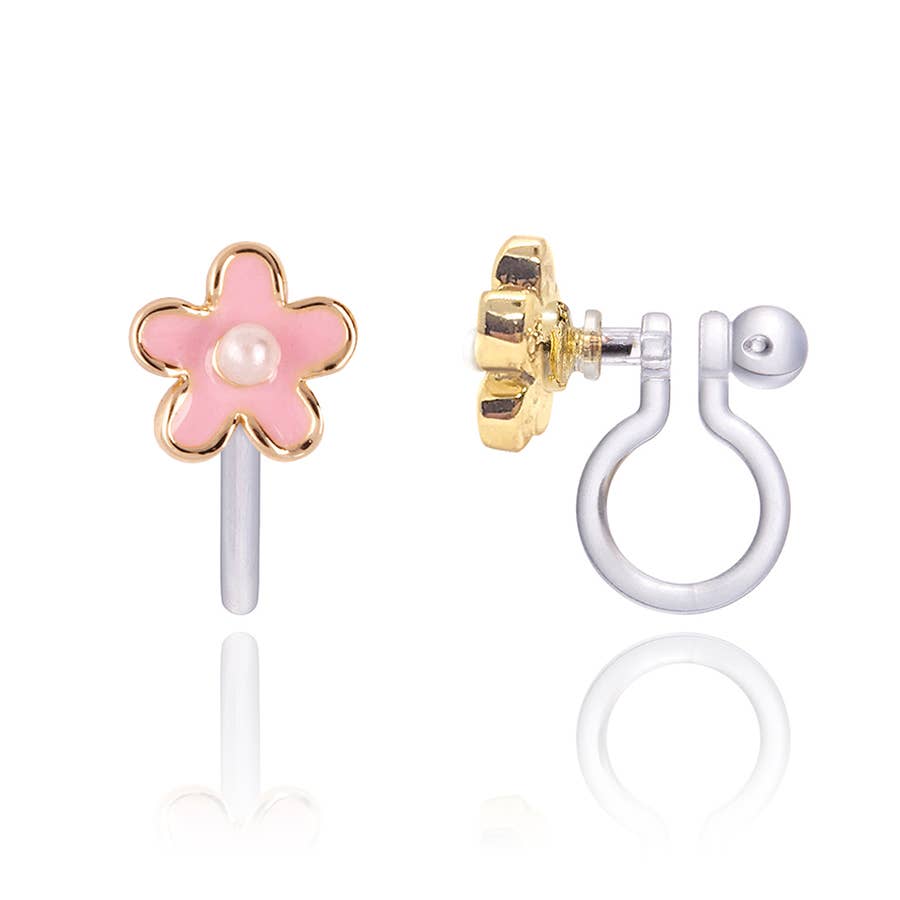 CLIP ON Cutie Earrings | Pink Fancy Flower